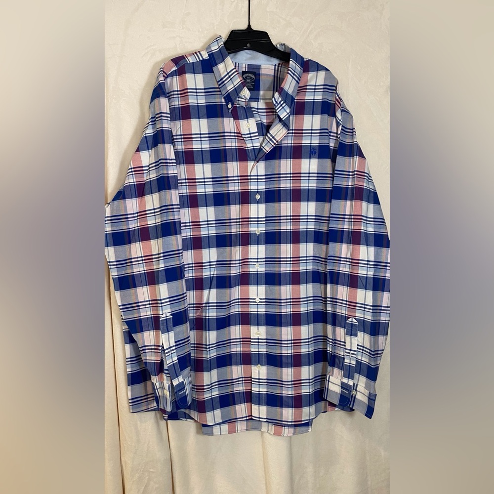 Brooks Brothers Men’s 3XLT Blue and Red Checkered Shirt